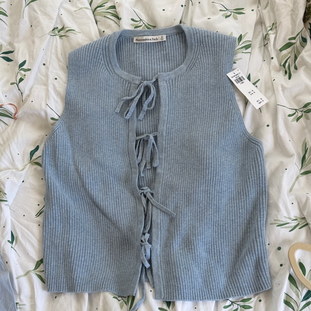 Abercrombie & Fitch Light Blue Ribbed Knit Top
